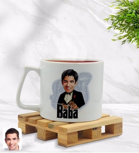 BK Gift Kişiye Özel Baba Godfather Karikatürlü Middle Beyaz Kupa Bardak Model 4