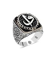 Gümüş Elif Vav Oval Erkek Yüzük  SL4656