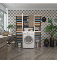 Kenzlife çamaşır makinesi dolabı sinemmaksduble crd 180*126*30 banyo kapaklı arkalıklı raflı (Karışık)
