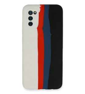 Durukar® Samsung Galaxy A03S Kılıf Ebruli Lansman Silikon - Beyaz-Siyah