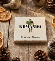Kişiye Özel Komando Bardak Altlığı  Hediyesi (Krem)