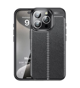 Microsonic Apple iPhone 16 Pro Kılıf Deri Dokulu Silikon Siyah (Siyah)