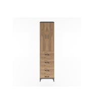 Hyperion Dolap 3 Raflı 4 Çekmeceli 2 Kapaklı 60x44x243 Antrasit-Çam
