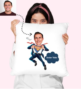 Süper Patron Karikatürlü Kişiye Özel Yastık