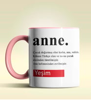 Kişiye Özel Anne Tasarımlı Pembe Kupa Bardak (Pembe)