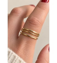 Üçlü İnce Bant Tasarım Ayarlanabilir Kadın Çelik Yüzük Gold/Gümüş Kararmaz Renk Atmaz