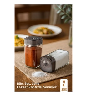 Cam Tuzluk Baharatlık - 360° Döner Kapaklı  3 Delik Tipiyle Ayarlanabilir Akış   2 ADET 722179