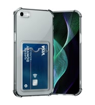 Teknomoda Apple iPhone 6 PLUS / 6S PLUS Kılıf Kartlıklı Anti Şok Korumalı Şeffaf Silikon Füme Şeffaf (Füme-Siyah)