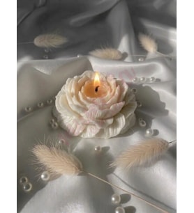 Mumelia Candles Şakayık Figürlü - Doğal Soya Blok Dekoratif Mum - Beyaz
