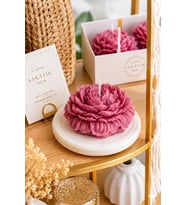 Şakayık 3'lü Mum - Mumelia Candles Doğal Soya, El Yapımı, Dekoratif - Koyu Pembe