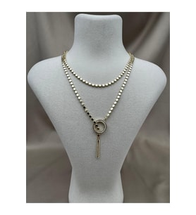 Zirkon Taşlı Ayarlanabilir 85CM Daire Formlu Gold Renk VIP Kolye
