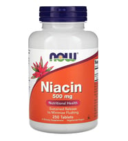 NOW Foods, Niacin, 500 mg, 250 Tablets.Abd Menşei. (Renksiz)