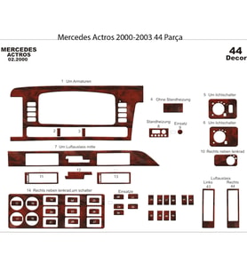 Meriç® Mercedes Actros Ön Torpido Kaplama Maun 44 Parça 2000-2003 (Maun)