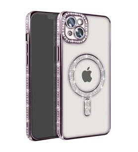Apple İphone 14 Kılıf Joke Simli Magneticsafe Kılıf - Pembe