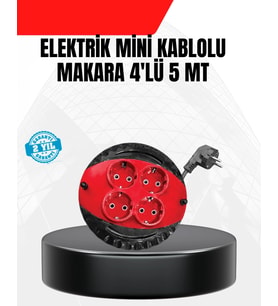 Ev ve Ofis İçin 5 Metre Kablolu 4 Priz Makarası