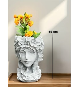 15 Cm Doğal Taş Döküm Kraliçe Büstü Saksı Dekoratif Saksı