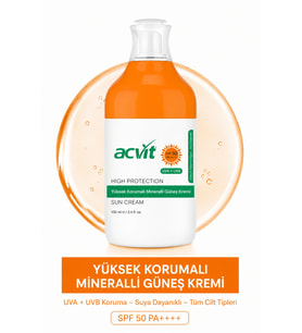 Acvit Yüksek Korumalı Mineralli, Güneş Kremi- 50+SPF – 100 ML. – PA++++