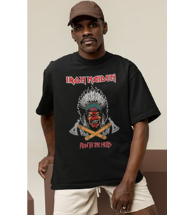 Tasarım Iron Maiden Run To The Hills Rock Metal Müzik Grubu Baskılı Unisex Oversize Tişört