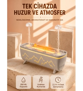 Aroma Difüzörü 280 ML Yağmur Damlası Efektli Hava Nemlendirici Uzaktan Kumandalı LED Işıklı
