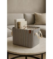 Siyah Çizgili Çok Amaçlı Dolap İçi Oyuncak  Saklama Kutusu Sepeti Organizer 18x22x30 (Standart)