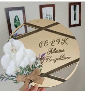Pleksi Kapı Süsü özel tasarım (Gold)