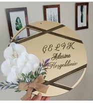 Pleksi Kapı Süsü özel tasarım (Gold)
