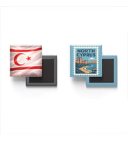 Buzdolap Magnetleri - Kuzey Kıbrıs Bayrağı ve Lefkoşa Posta Pulu Tema - 2'li Set Magneti