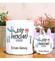 Diş Hekimlerine Özel  Kupa Bardak ve Anahtarlık Hediye Seti (Model 1)