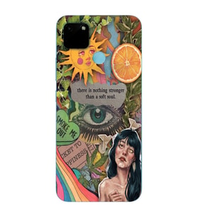 Realme C21Y/C25Y Uyumlu Vintage Kolaj Desenli Şeffaf Telefon Kılıfı
