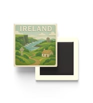 İrlanda - Ireland - Paper Cut Art - Baskılı Buzdolap Magneti Kare - 9x9 cm