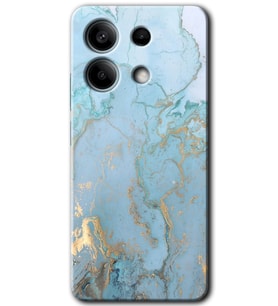Xiaomi Redmi Note 13 Kılıf HD Desen Baskılı Kılıf - Mavi Gold Mermer