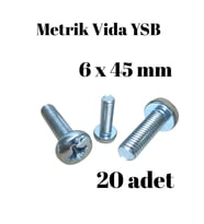 Metrik Vida YSB 6X45  20 Adet Yıldız Silindir Başlı Vida