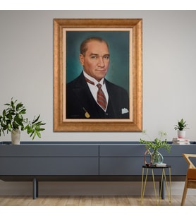Altın Varaklı Paspartulu Çerçeveli Tablo rv459