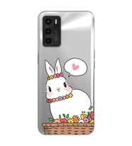 Oppo A16 / A55 Uyumlu Sevimli Tavşan Tasarımlı Şeffaf Telefon Kılıfı