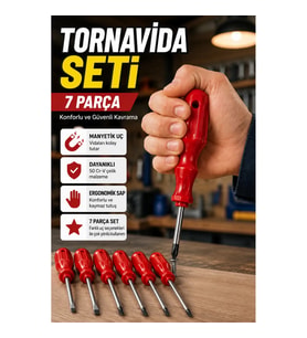 7 Parça 50 Cr-V Manyetik Uçlu Tornavida Seti – Ergonomik Saplı
