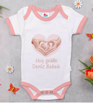 BK Kids İsimli Hoş Geldin Bebek Tasarımlı Pembe Bebek Body Zıbın-6