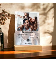 Kişiye Özel Kendin Tasarla Fotoğraflı Spotify Şarkı Barkodlu Masaüstü Plak 17x10cm
