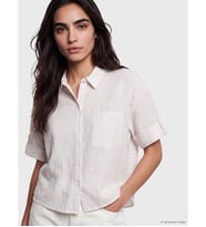LCW Vision Bej Çizgili Oversize Kadın Gömlek