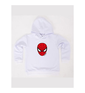 Spiderman baskılı örümcek adam kapüşonlu pamuklu kumaş çocuk sweatshirt (Beyaz)
