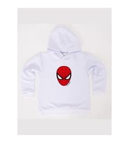 Spiderman baskılı örümcek adam kapüşonlu pamuklu kumaş çocuk sweatshirt (Beyaz)