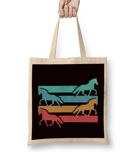 Vintage Horses Retro Horse Fans Dressage Equestrian Sport Bez Çanta Uzun Saplı