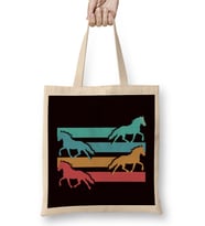Vintage Horses Retro Horse Fans Dressage Equestrian Sport Bez Çanta Uzun Saplı