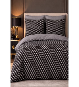 More Home  Çift Kişilik Yorgan Kılıfı + Yastık Kılıfı   Motif Desen Siyah Beyaz