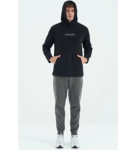Tommy Life Erkek Kapşonlu Sweat Siyah ART-88301