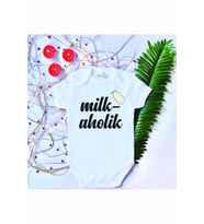 Unisex Bebek Baskılı Milk Aholik %100 Pamuklu Çıtçıtlı Body Zıbın