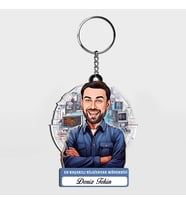 Karikatürlü - Erkek Bilgisayar Mühendisi İsimli Anahtarlık