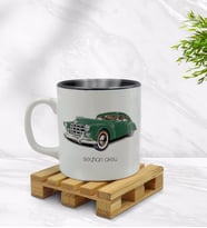 BK Gift Kişiye Özel Retro Otomobil Tasarımlı İçi Siyah Renkli Kupa Bardak Model 3