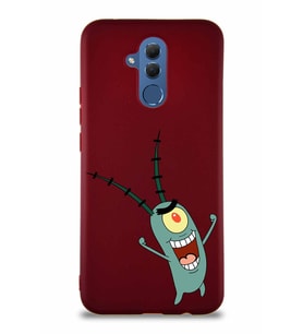 Huawei Mate 20 Lite Soft Premier Kapak Plankton Tasarımlı Silikon Kılıf - Mürdüm (Şeffaf)