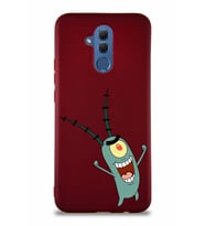 Huawei Mate 20 Lite Soft Premier Kapak Plankton Tasarımlı Silikon Kılıf - Mürdüm (Şeffaf)