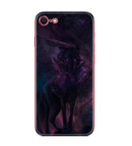 Apple iPhone 5 6 7 8 Plus Se XR Kılıf Desemli Silikon Black Purple Wolf 1791
